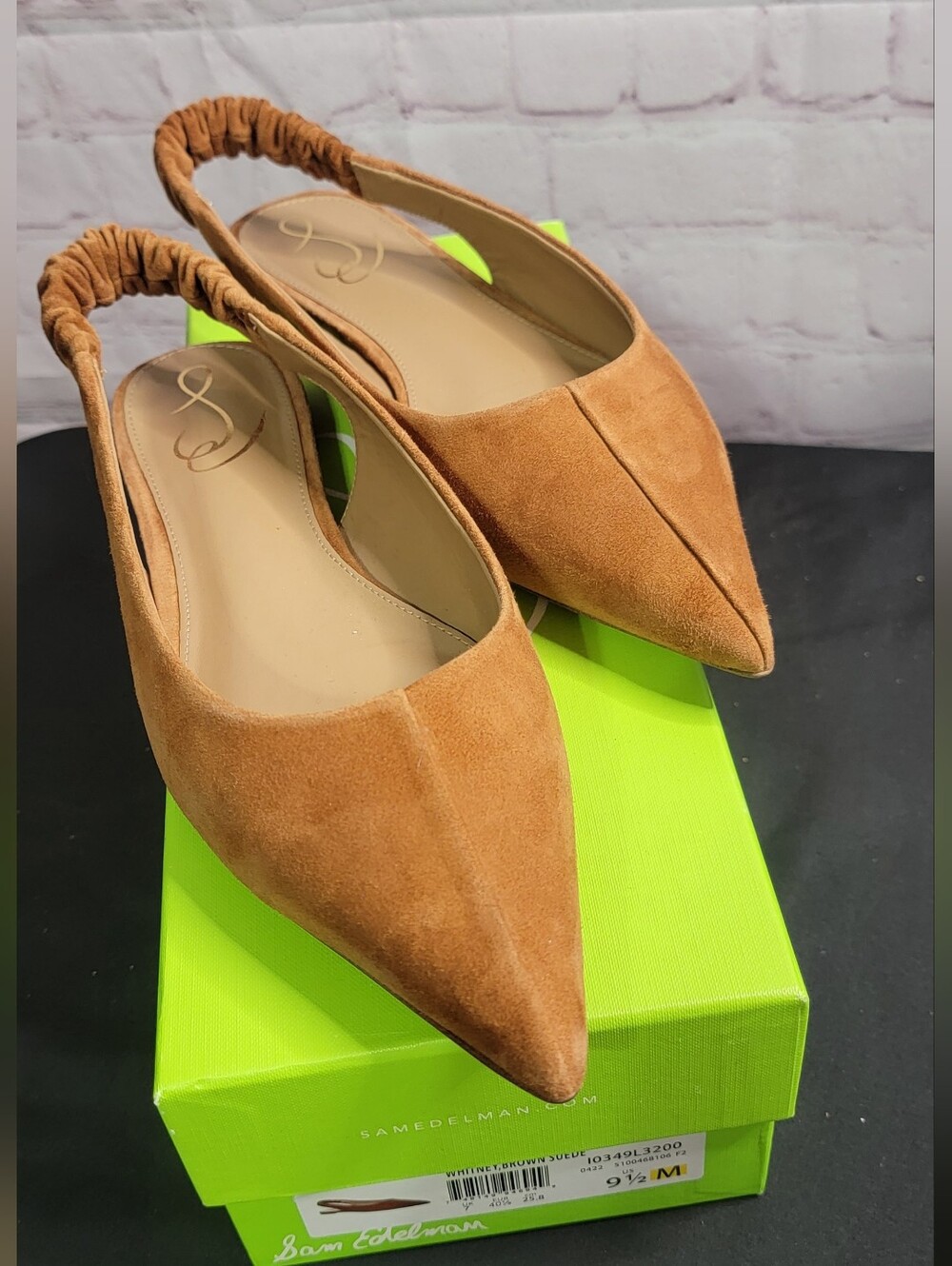 Sam Edelman Suede Pointed-Toe Slingback Flats in Cognac 9.5M - Picture 4 of 4